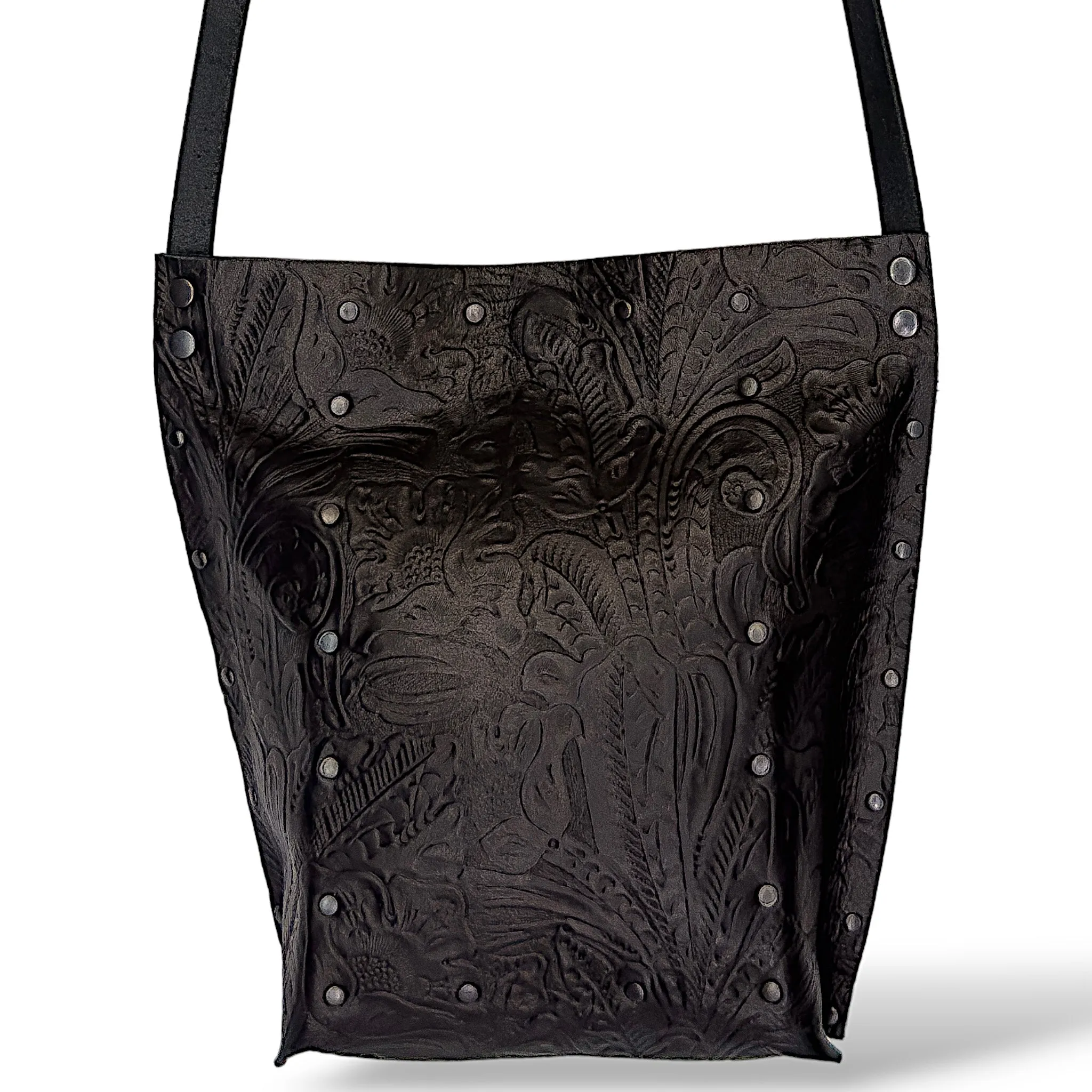 Embossed Black Crossbody Bag
