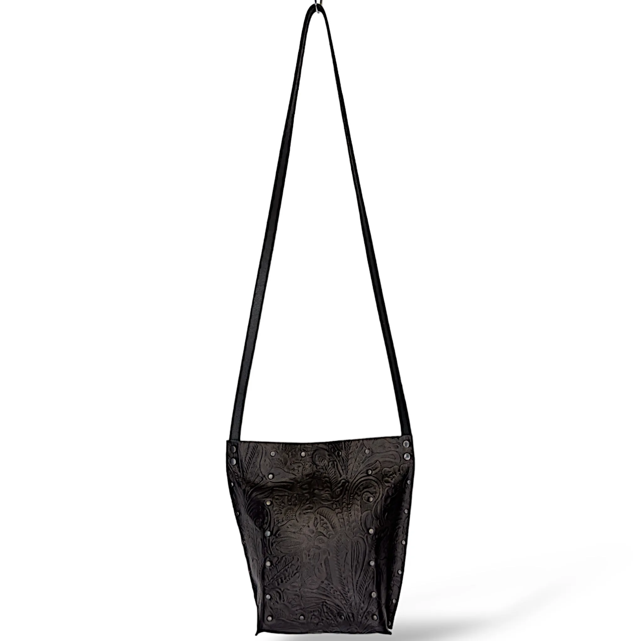 Embossed Black Crossbody Bag