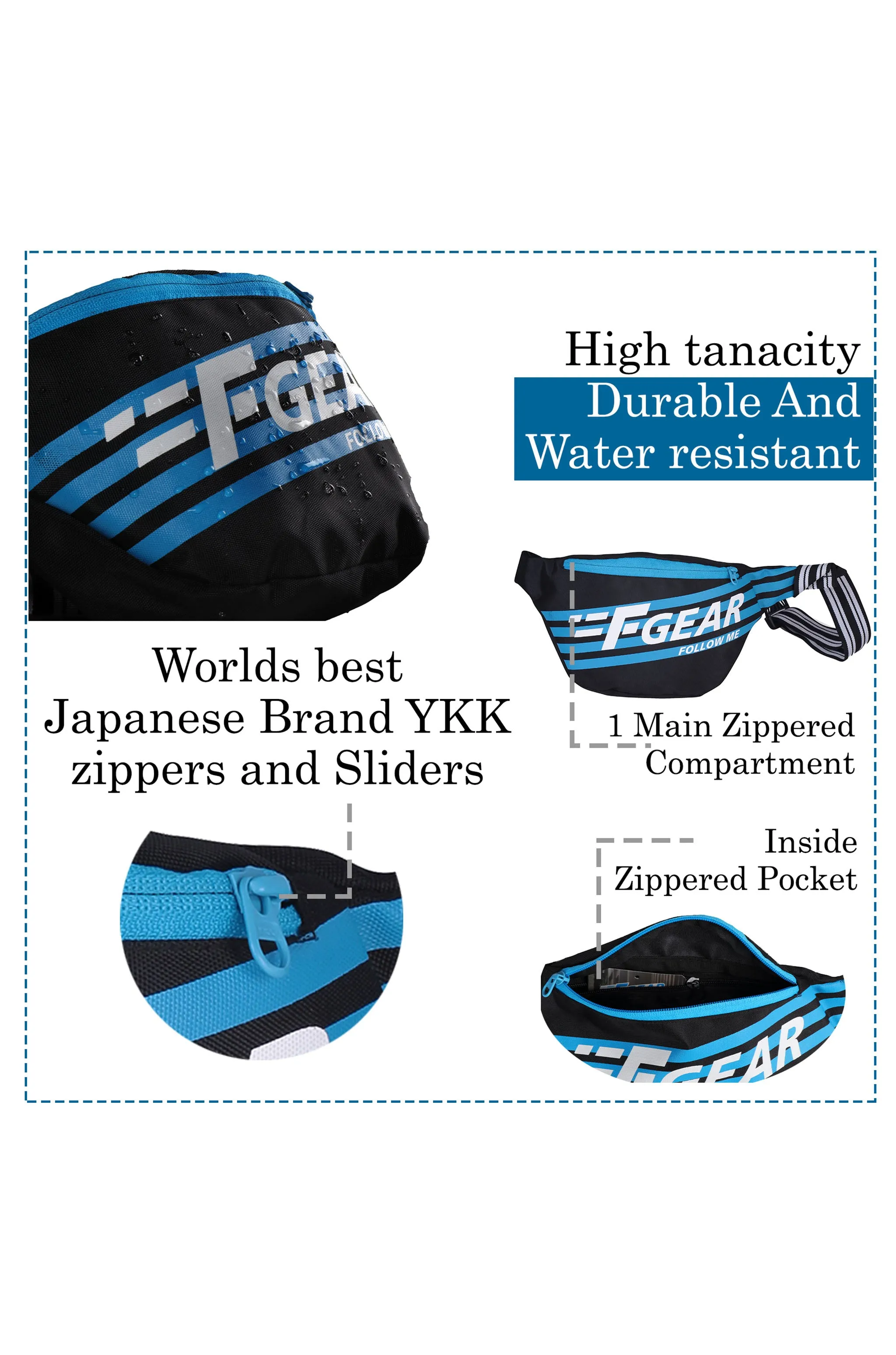 Enzo Black Blue Waist Pouch