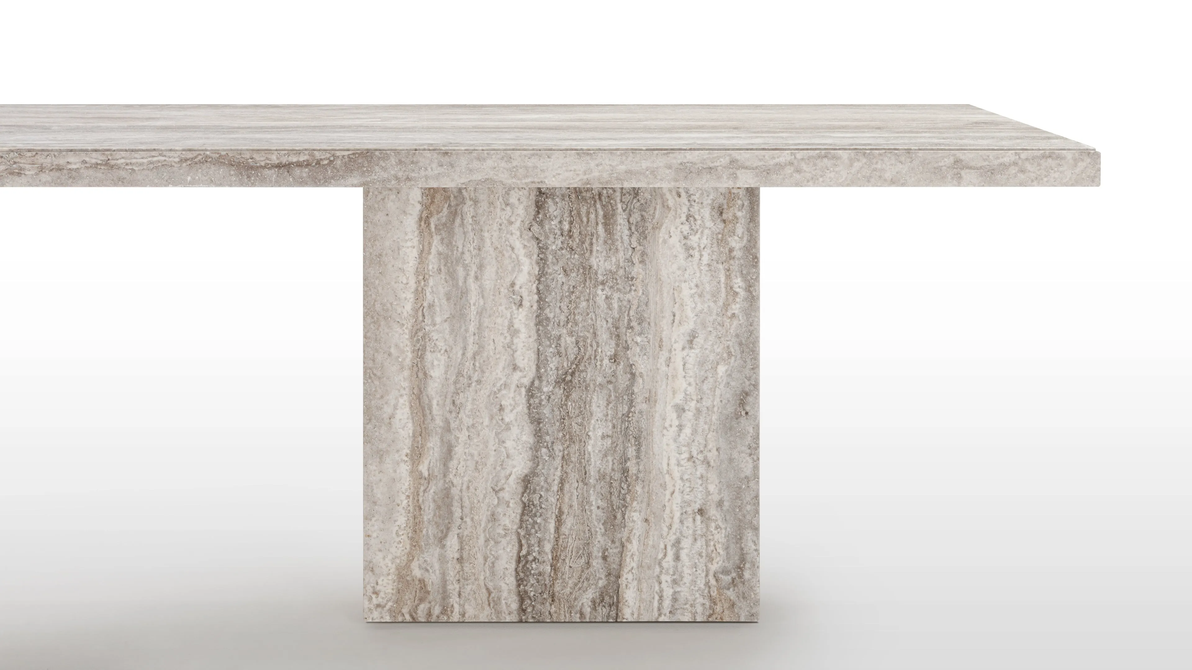Enzo - Enzo Dining Table, Silver Travertine, 98in