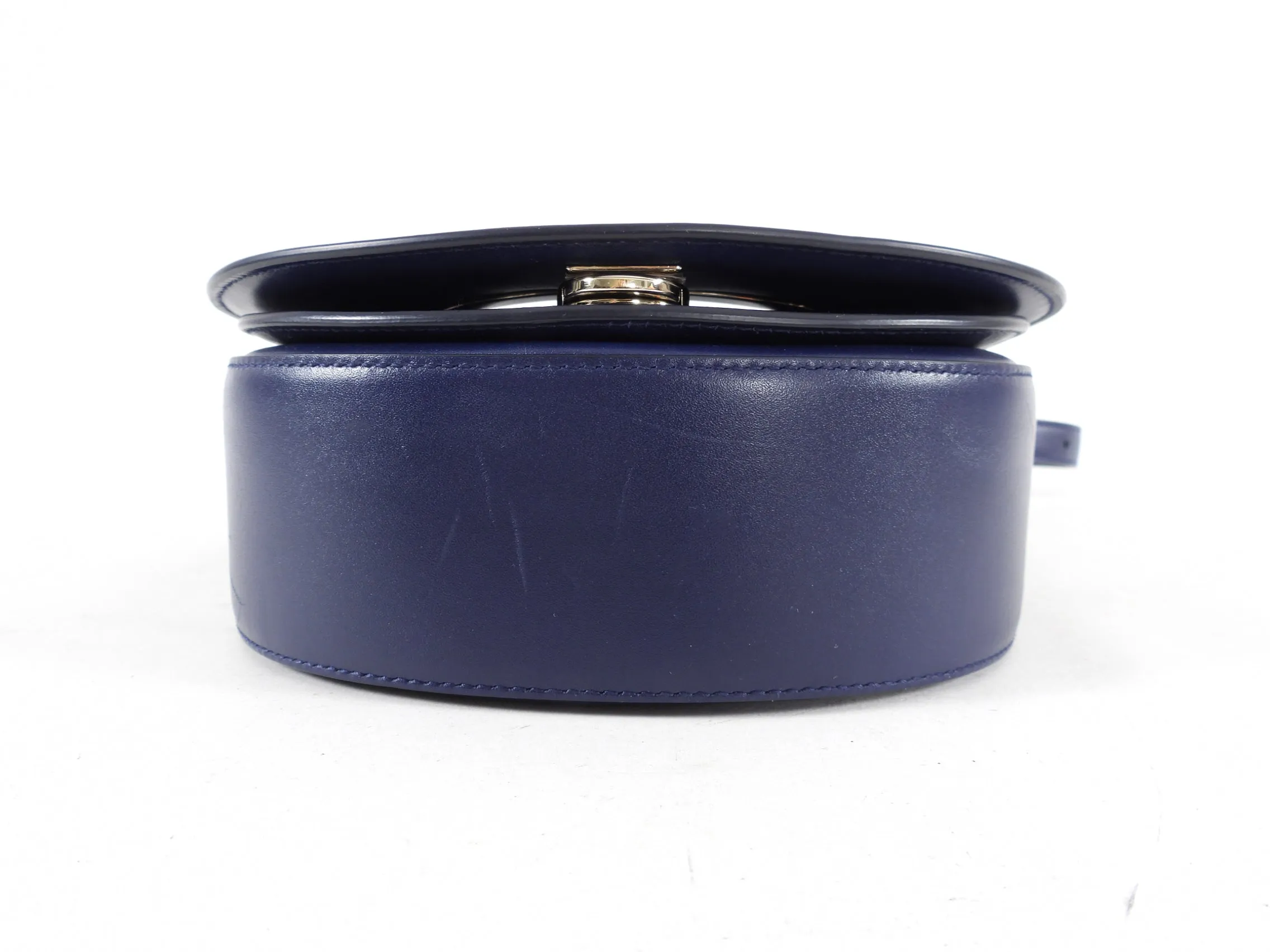 Ferragamo Navy Smooth Leather Vela Crossbody Bag