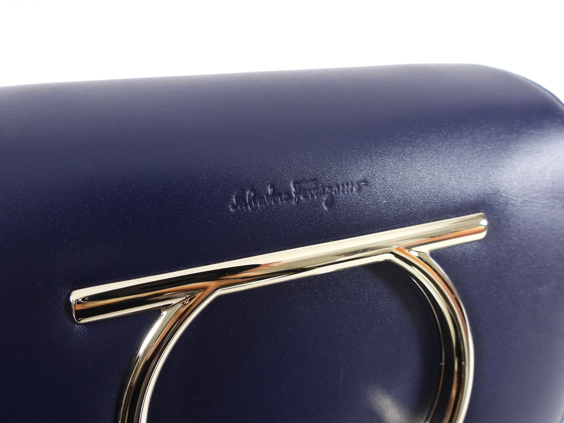 Ferragamo Navy Smooth Leather Vela Crossbody Bag