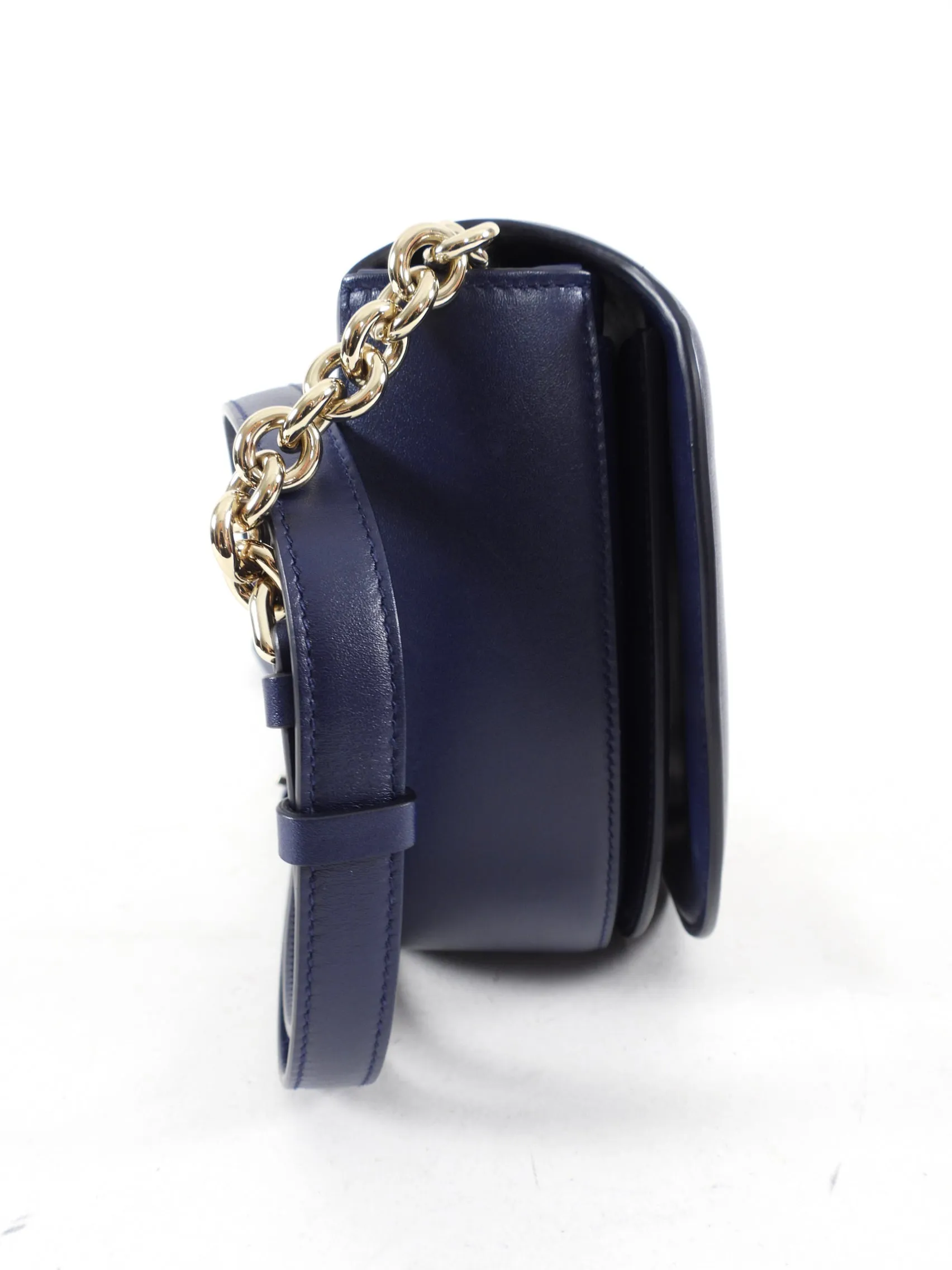 Ferragamo Navy Smooth Leather Vela Crossbody Bag