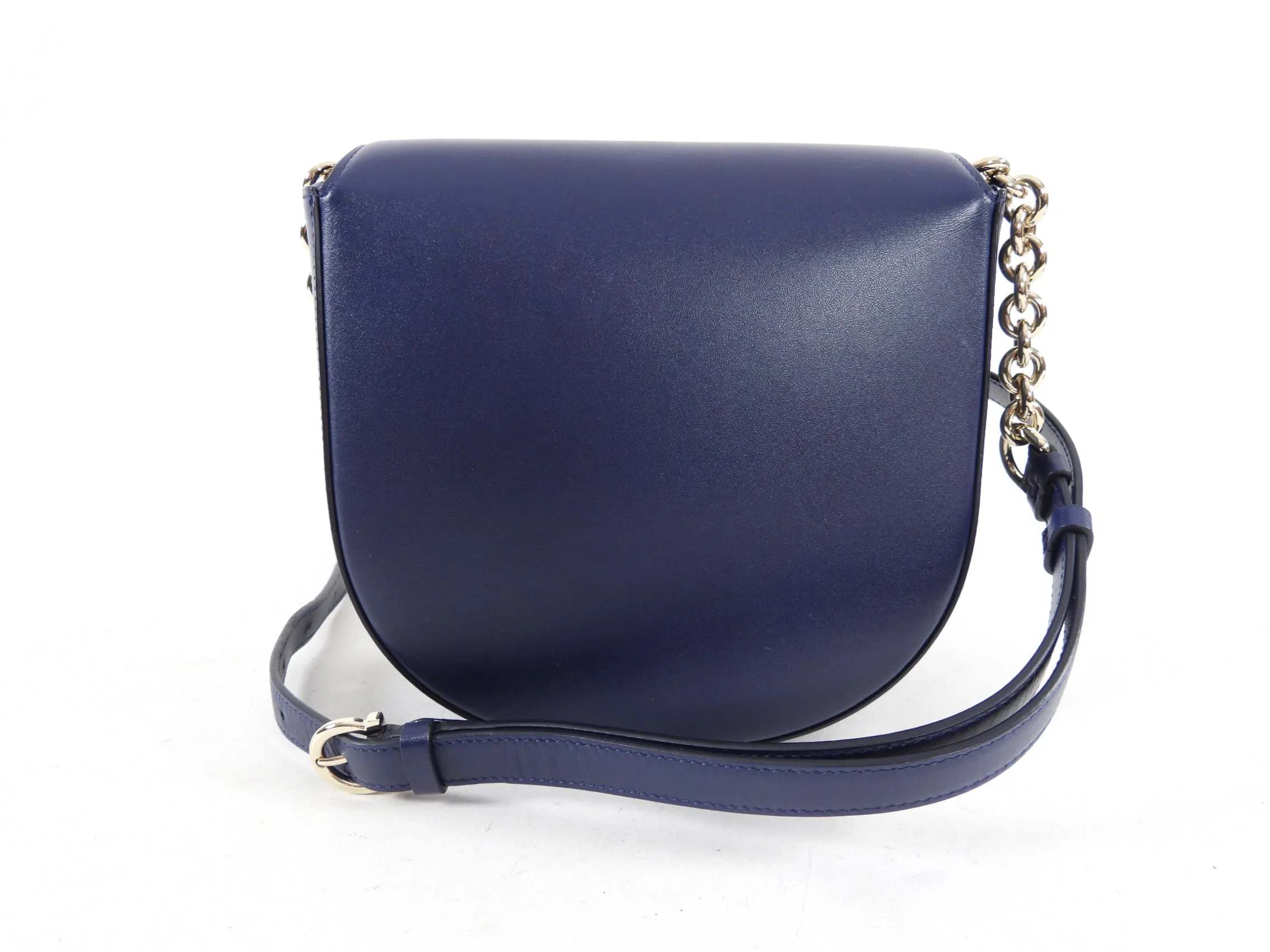 Ferragamo Navy Smooth Leather Vela Crossbody Bag
