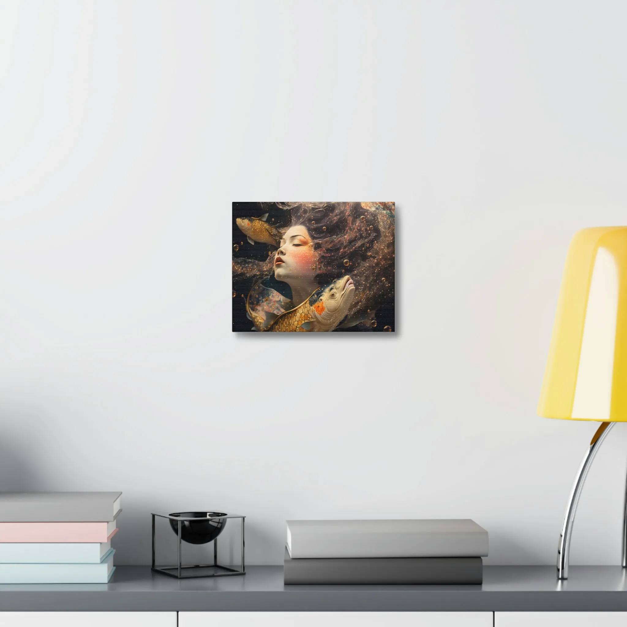 Fish and Girl Stretched Canvas