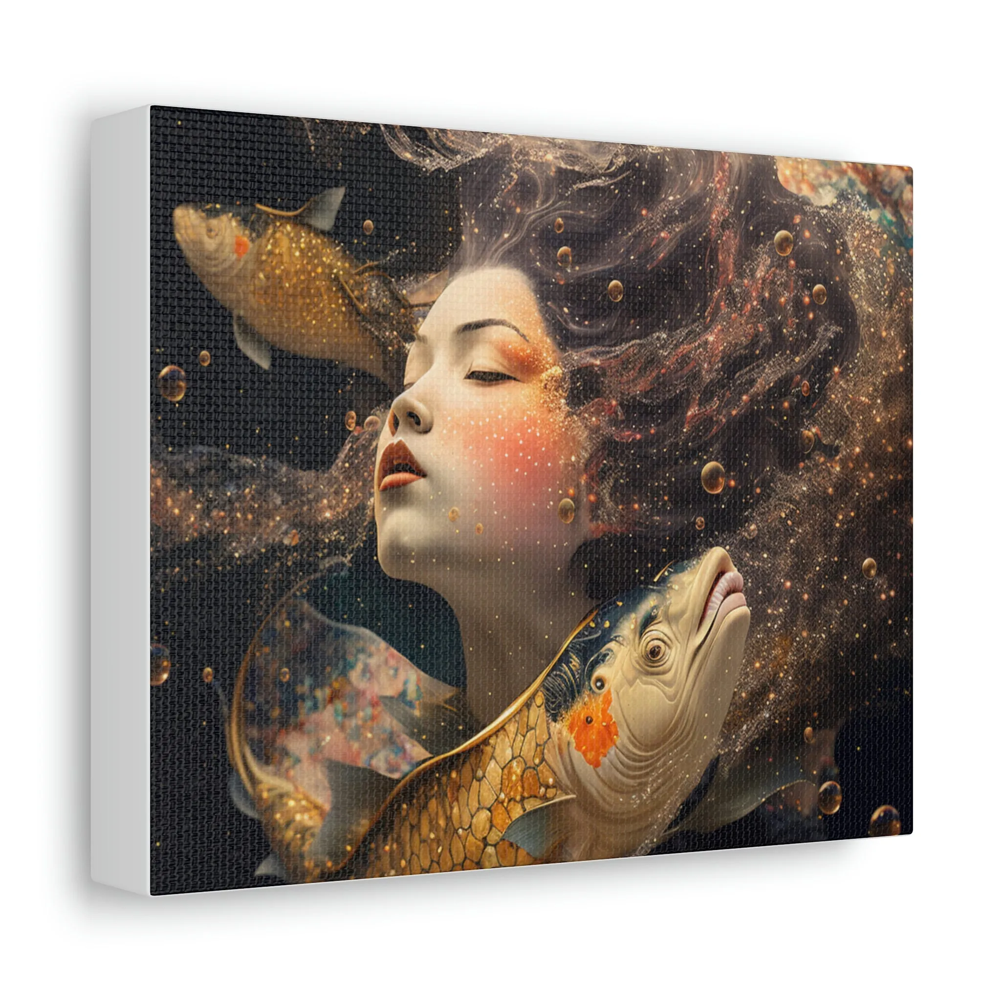Fish and Girl Stretched Canvas