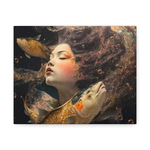 Fish and Girl Stretched Canvas