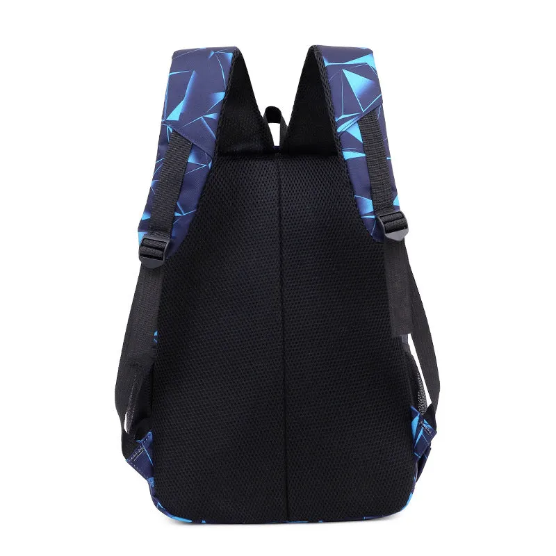 Four-Petal Flower Backpack Waterproof 900d Printed Cloth Three-Piece Bag New Fashion Brand Fashion Casual College Style