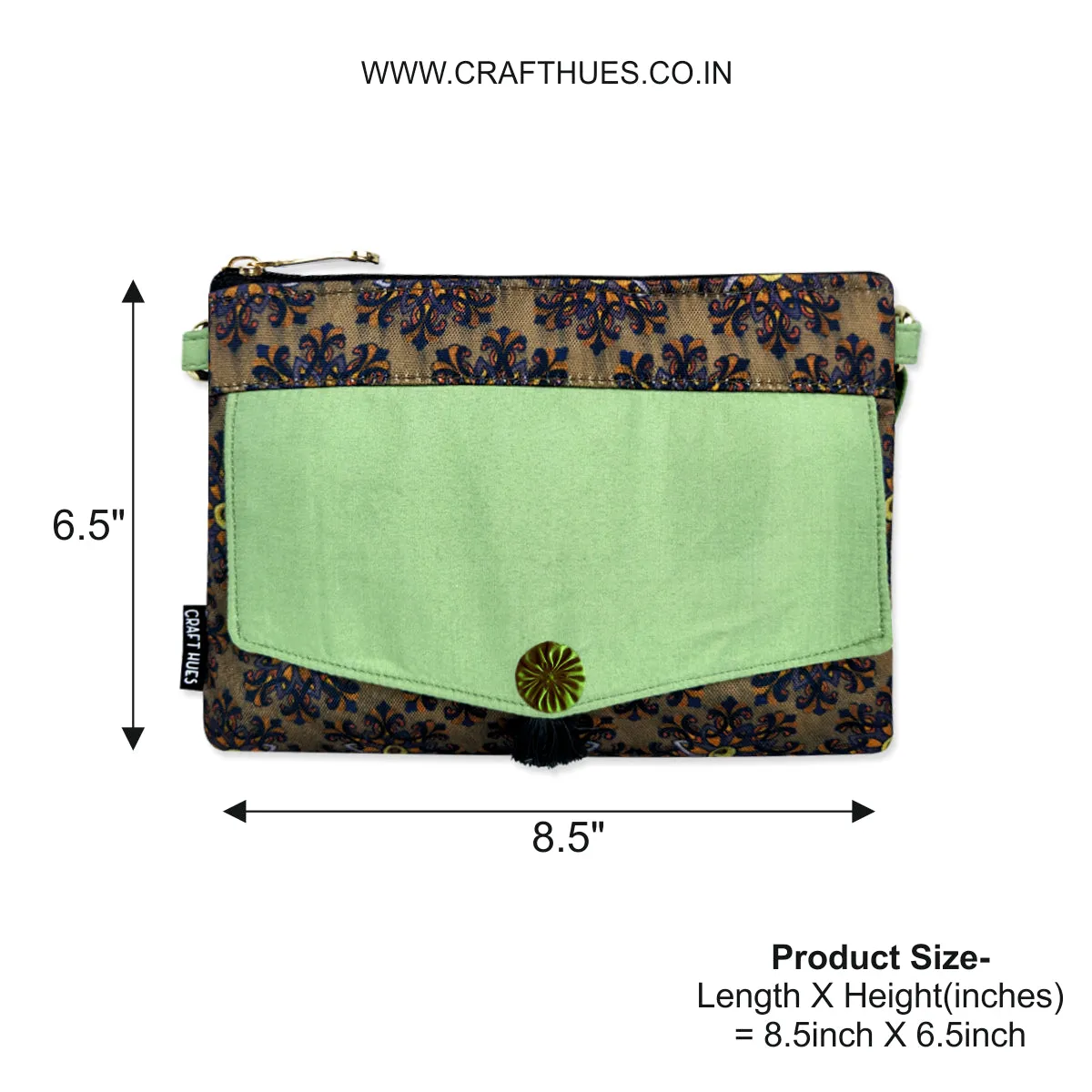 Front Flap Sling Bag- Green Knot