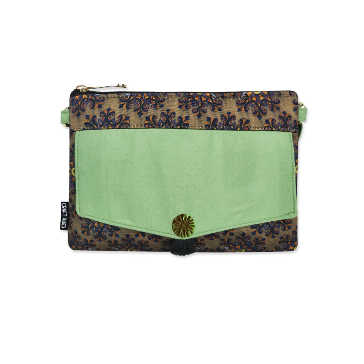 Front Flap Sling Bag- Green Knot