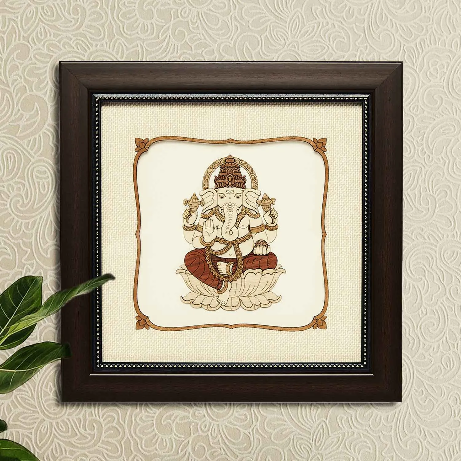 Ganpati Wood Art Frame 8 in x 8 in