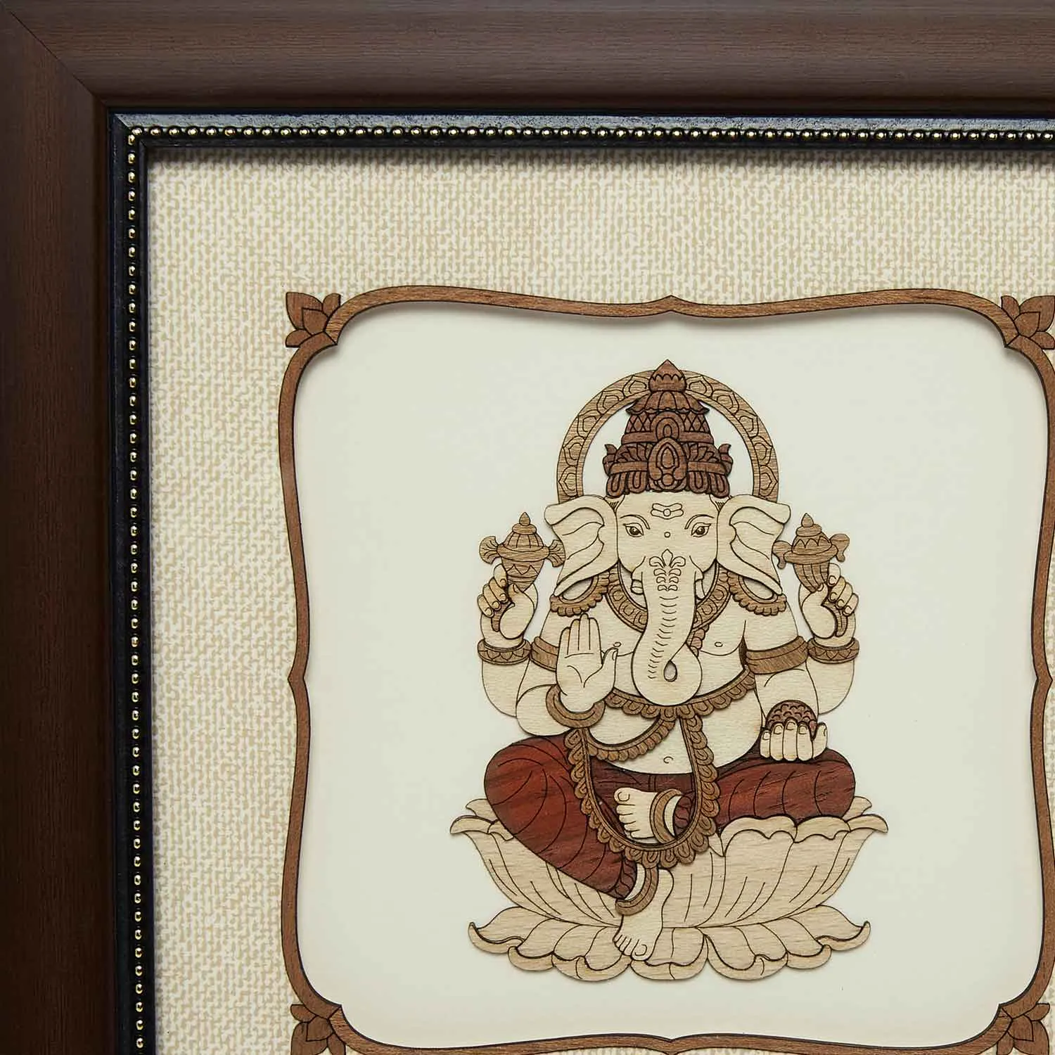 Ganpati Wood Art Frame 8 in x 8 in