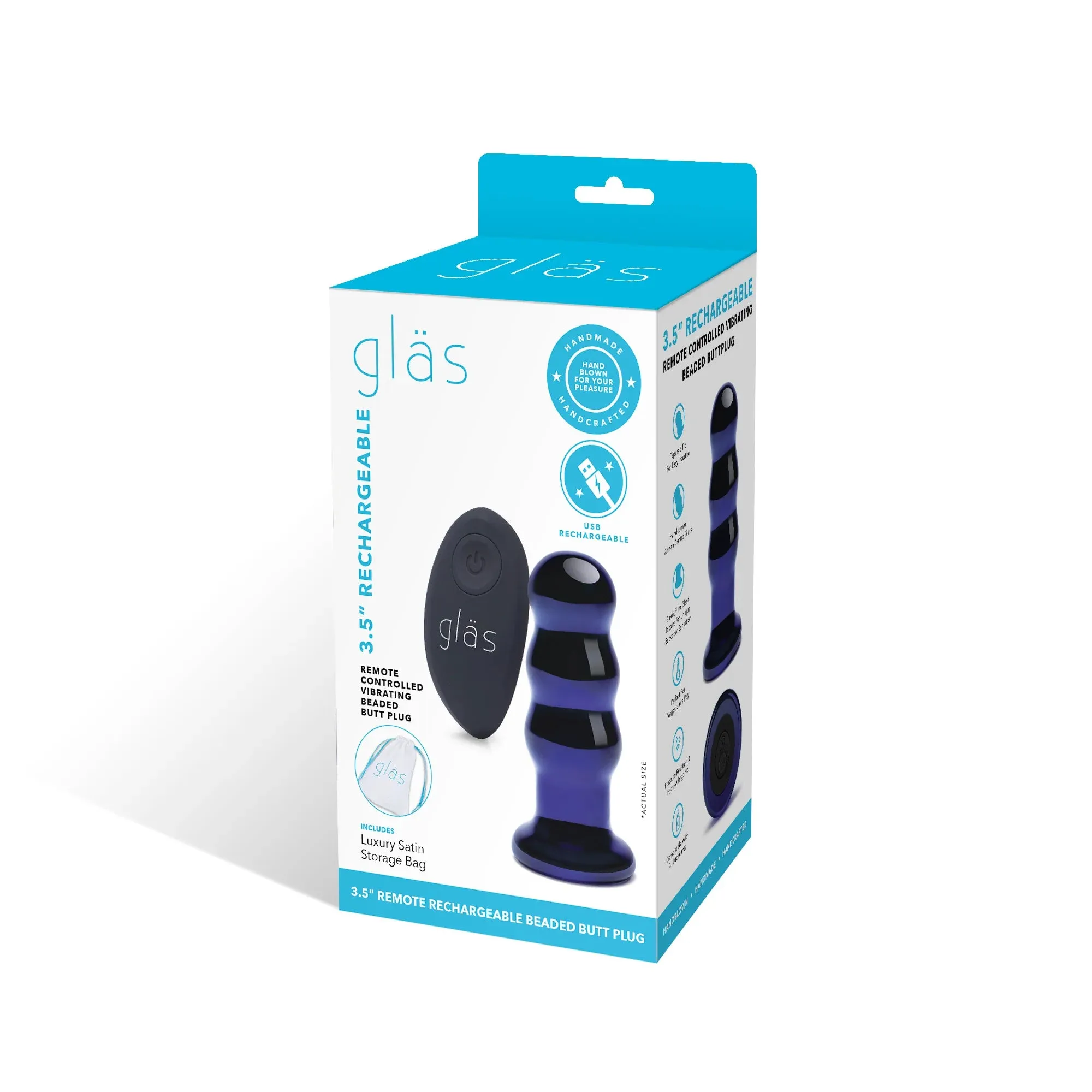 Gläs  Rechargeable Remote Controlled Vibrating Beaded Buttplug