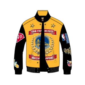 GOLDEN STATE WARRIORS 7TH CHAMPIONSHIP WOOL & LEATHER JACKET