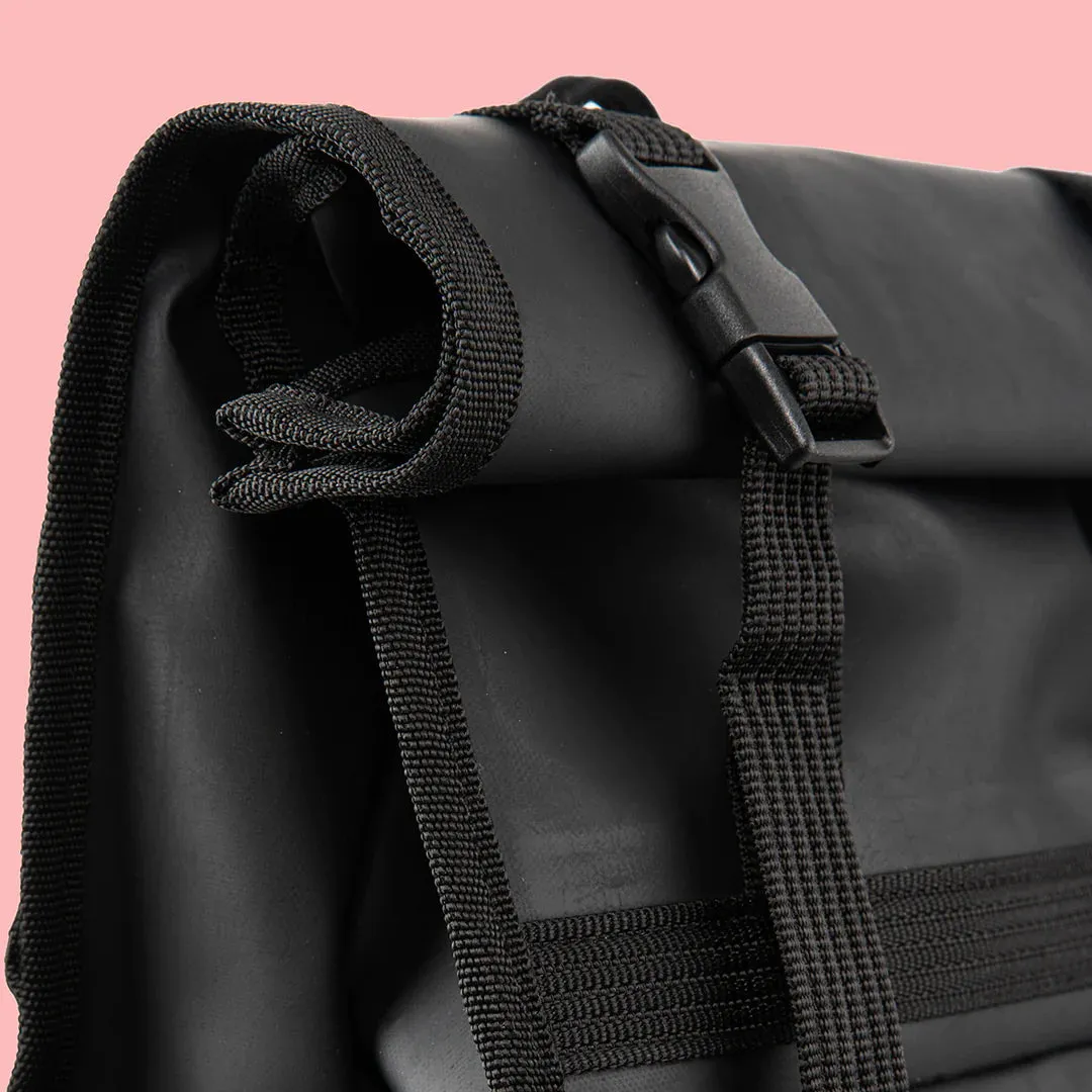 Goodordering Eco Monochrome Rolltop Backpack Pannier Black