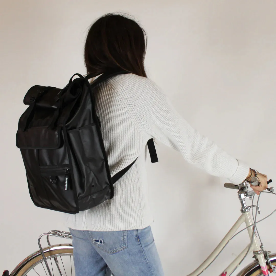 Goodordering Eco Monochrome Rolltop Backpack Pannier Black