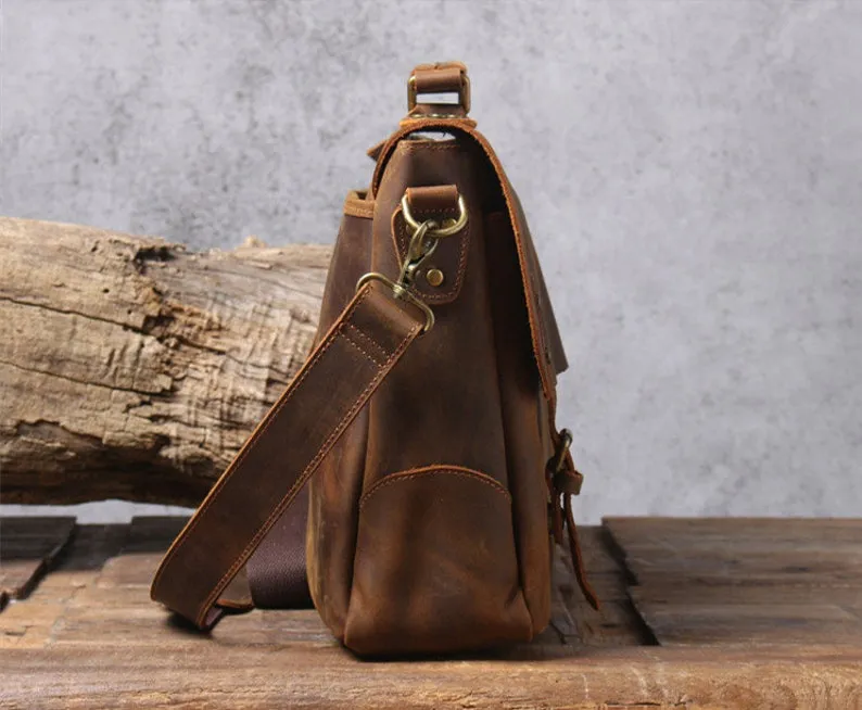 Handmade Full Grain Rustic Leather Messenger Bag