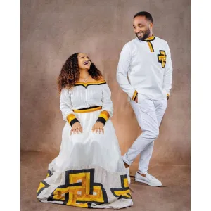 Handwoven Wedding cloth Habesha Couple's Wedding  Cloth for Men and Women Wedding Habesha Cloth