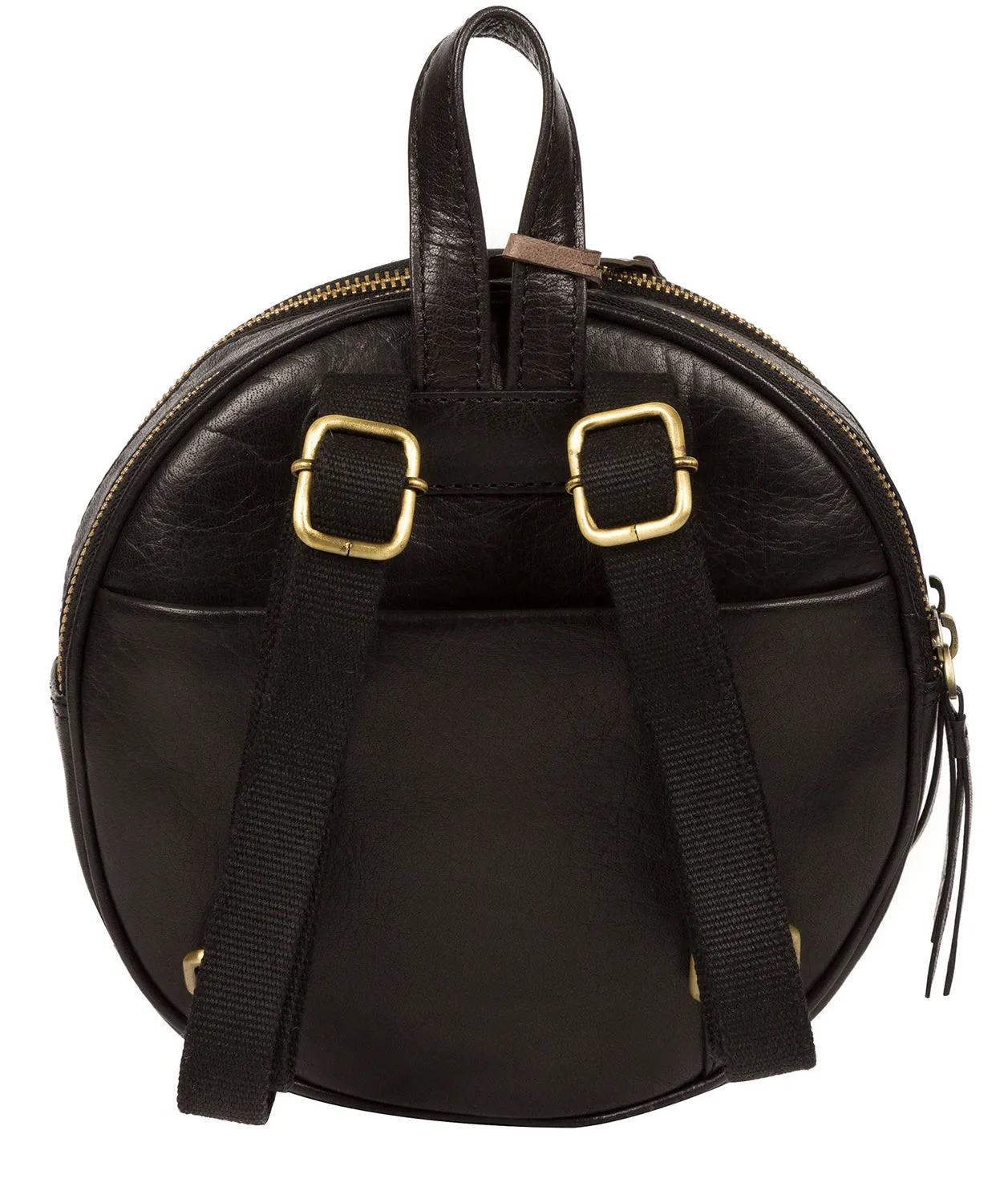 'Hoop' Black Small Leather Backpack