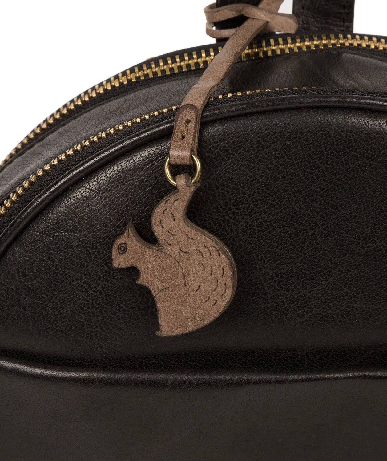 'Hoop' Black Small Leather Backpack