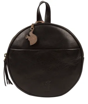 'Hoop' Black Small Leather Backpack