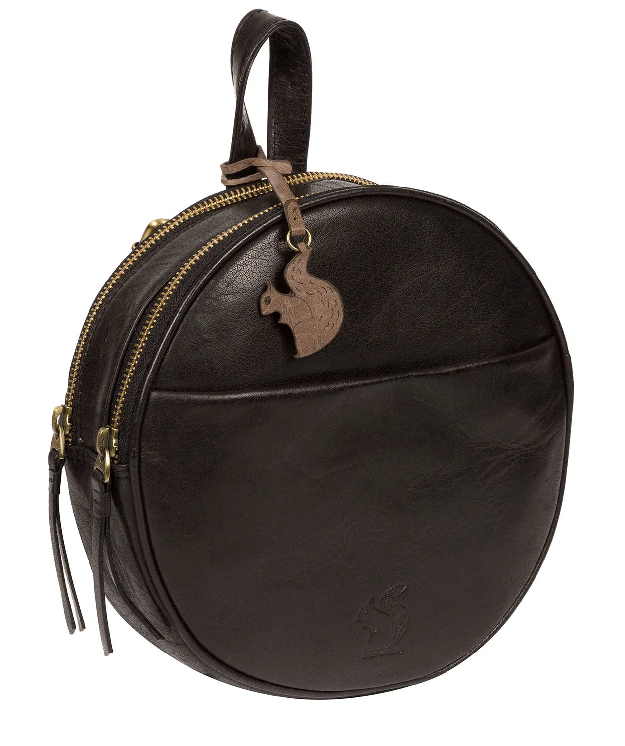 'Hoop' Black Small Leather Backpack