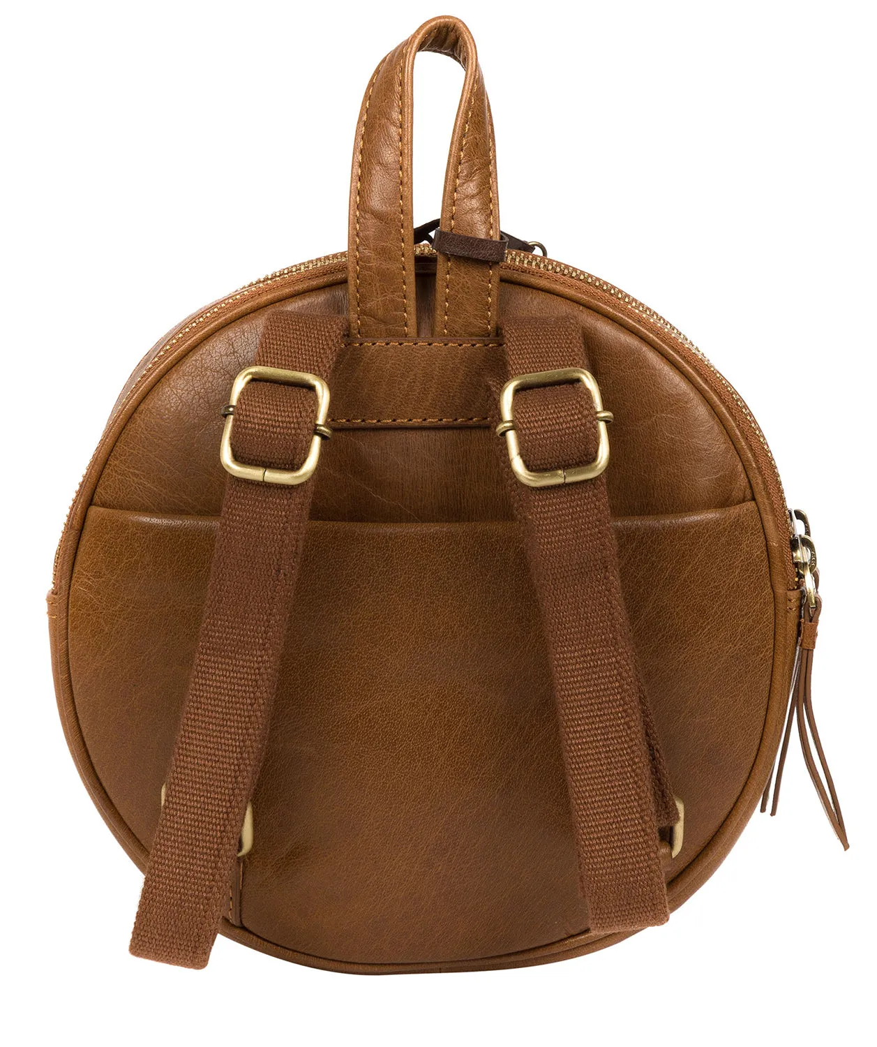 'Hoop' Dark Tan Small Leather Backpack