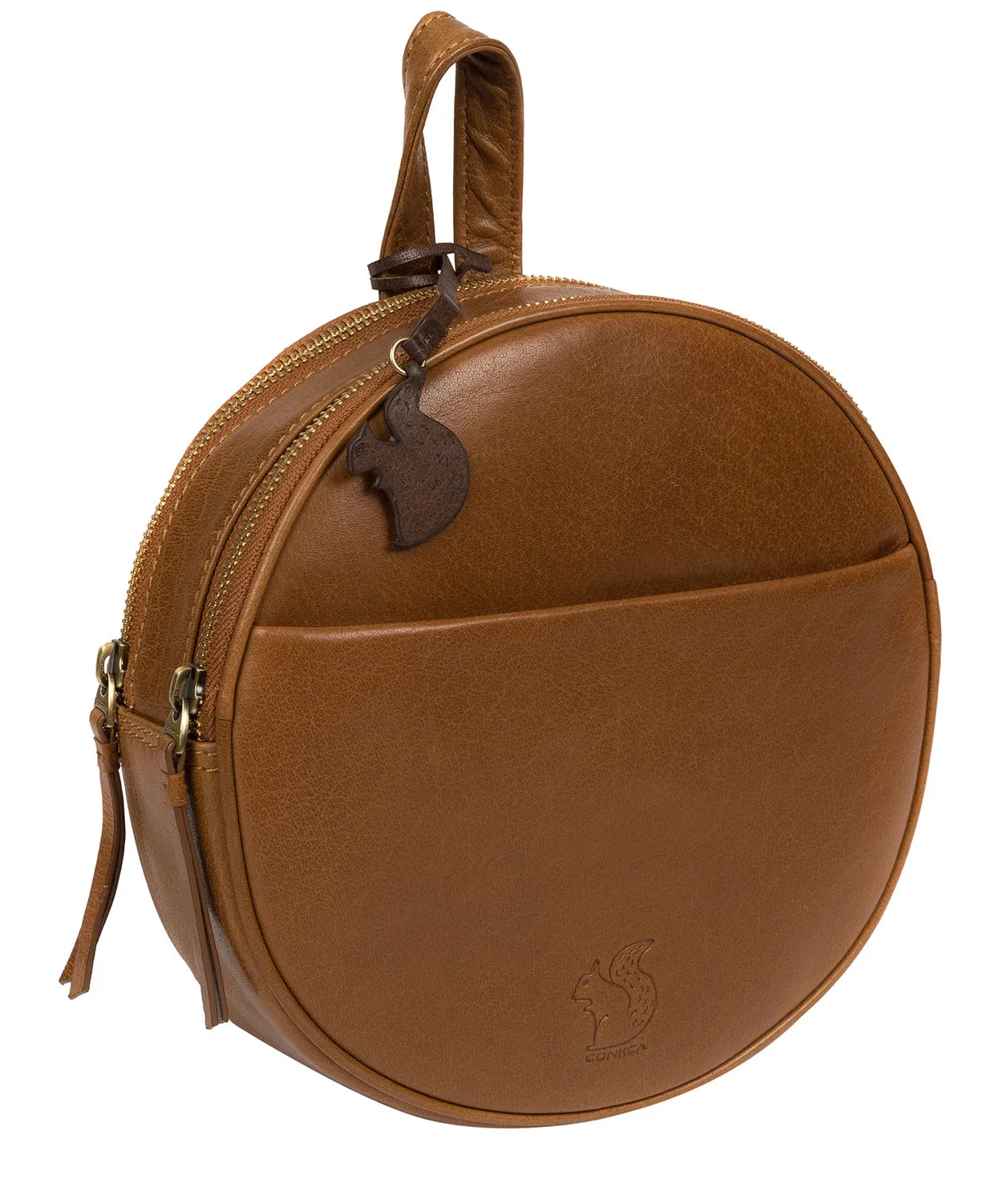 'Hoop' Dark Tan Small Leather Backpack