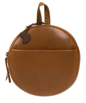 'Hoop' Dark Tan Small Leather Backpack