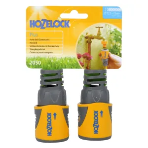 Hozelock Hose End Connector PLUS 12.5mm & 15mm 2 Pack