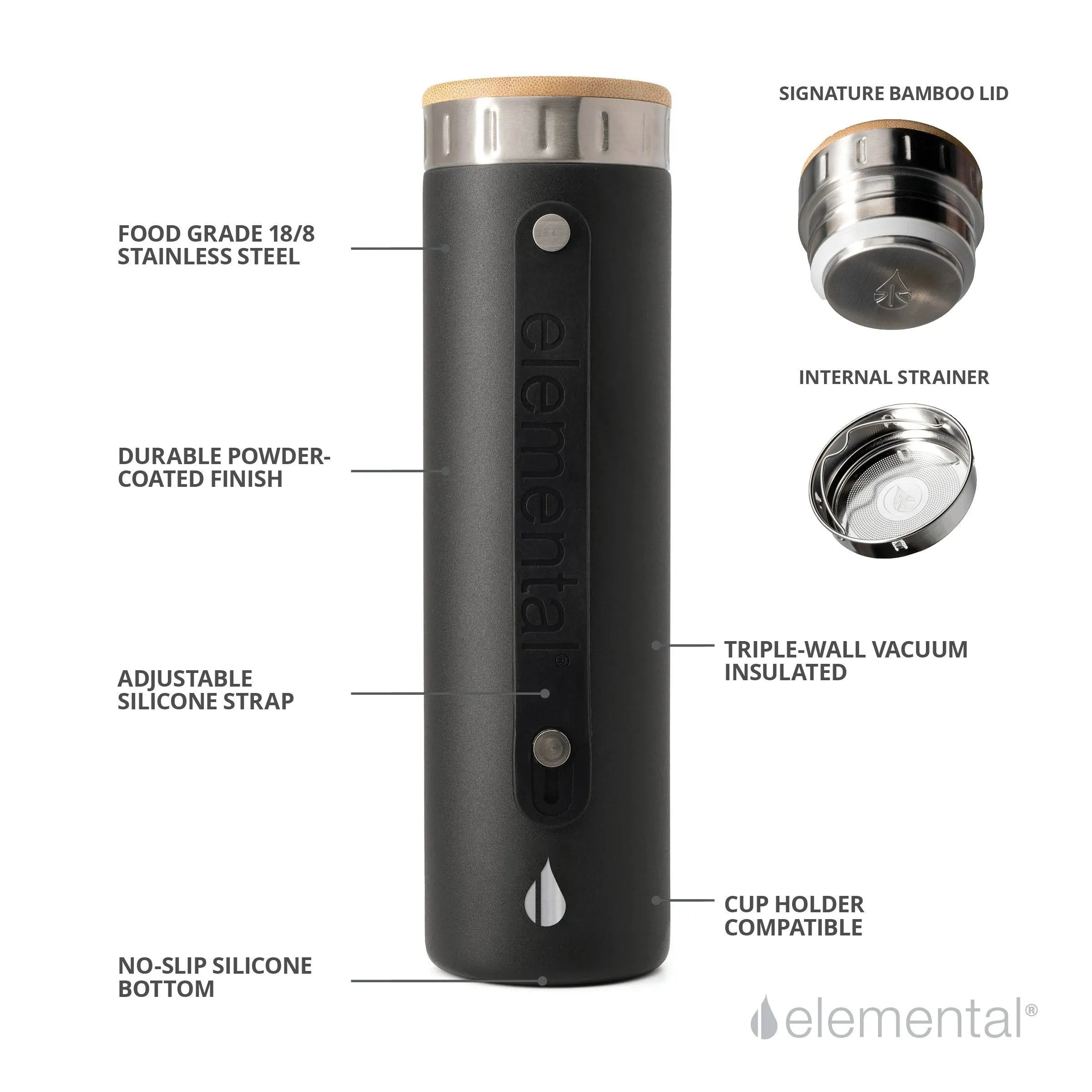 Iconic 20oz Water Bottle -  Forest Green