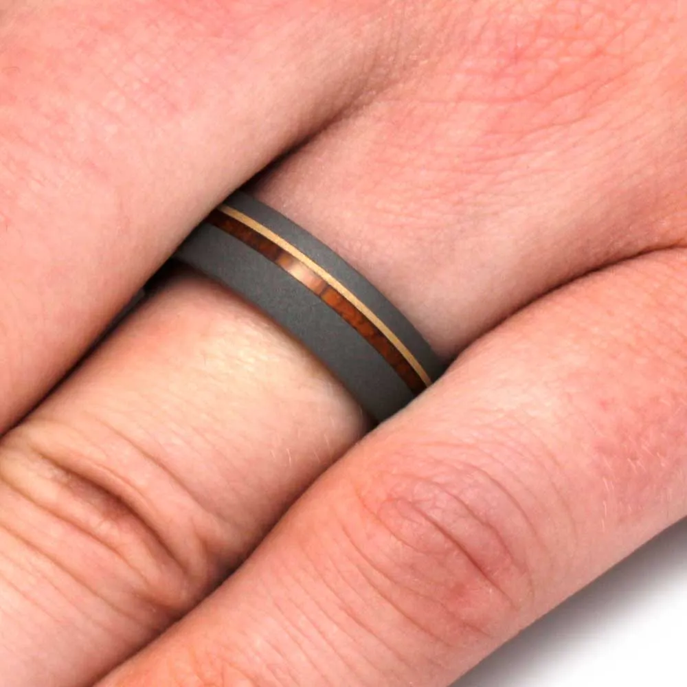 Ironwood Men's Wedding Band with Gold