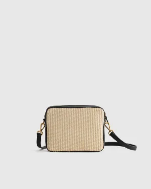 Italian Leather & Raffia Crossbody