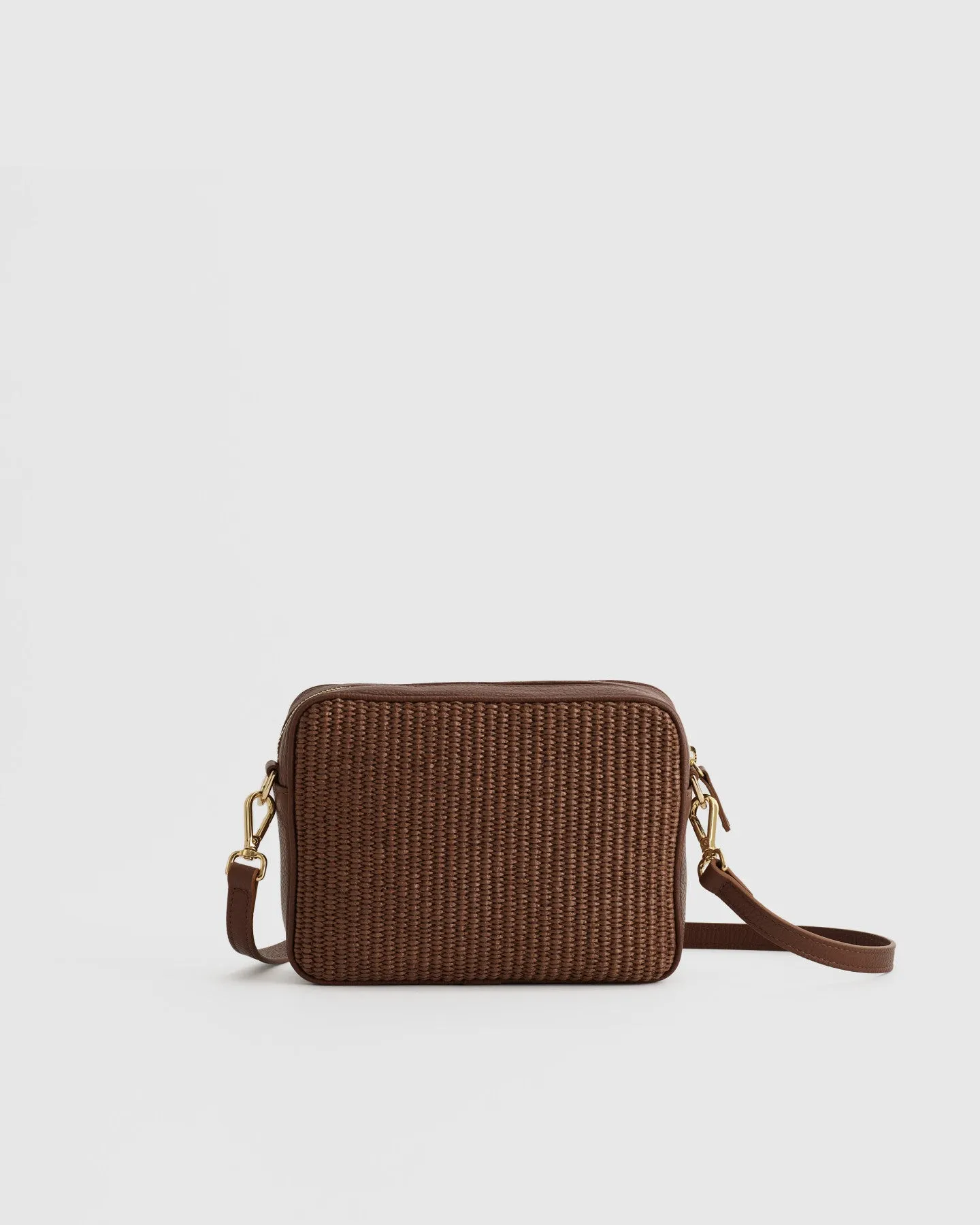 Italian Leather & Raffia Crossbody