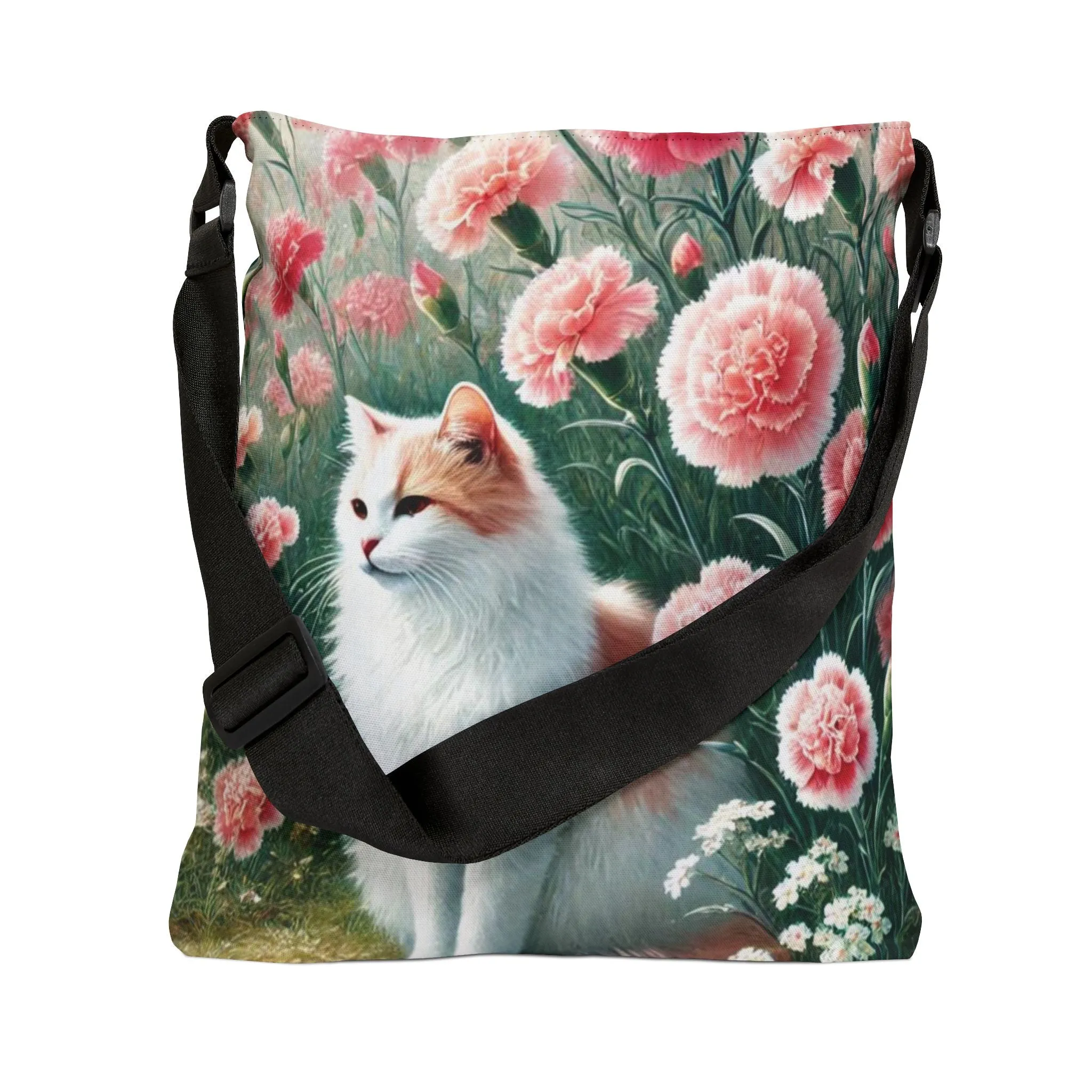 January Birth Flower - Cat Lover - Adjustable Strap Tote Bag