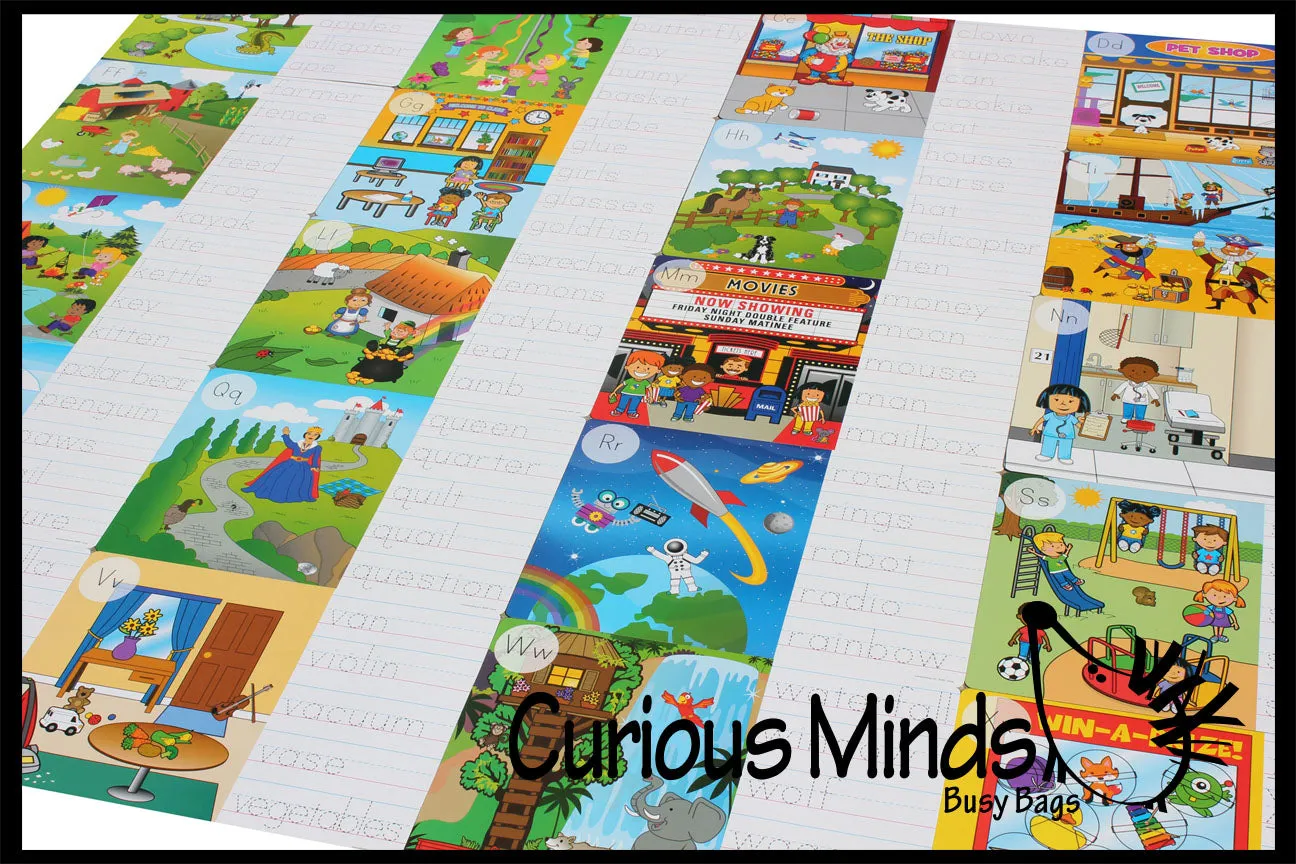 LAST CHANCE - LIMITED STOCK - Alphabet Seek and Find Dry Erase & Wipe Off - Handwriting Tracing Activity Pages - Set of 26