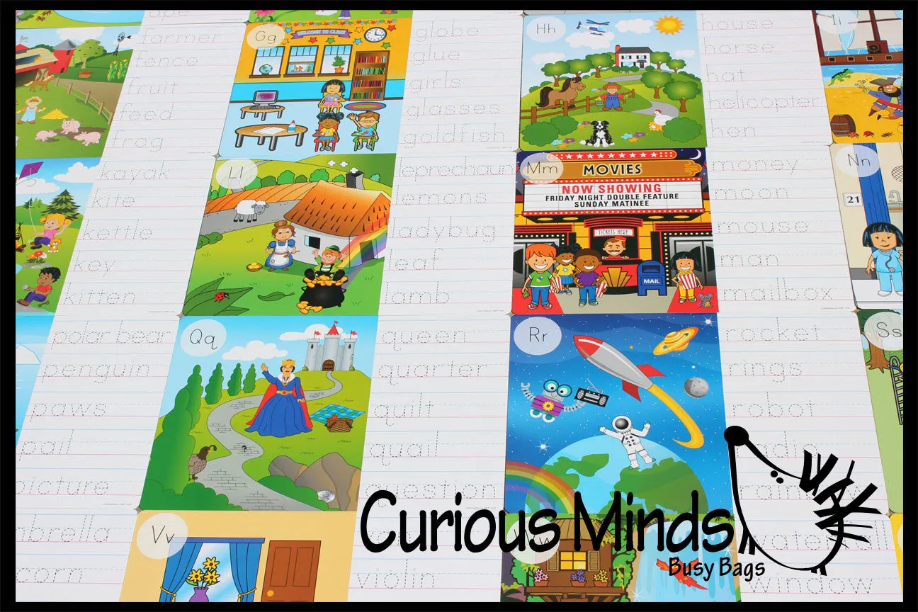 LAST CHANCE - LIMITED STOCK - Alphabet Seek and Find Dry Erase & Wipe Off - Handwriting Tracing Activity Pages - Set of 26