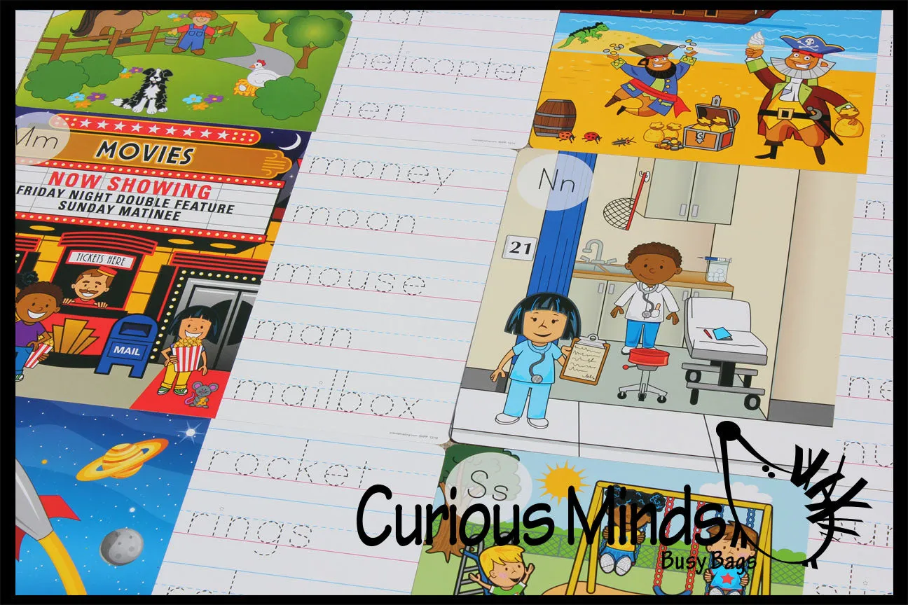 LAST CHANCE - LIMITED STOCK - Alphabet Seek and Find Dry Erase & Wipe Off - Handwriting Tracing Activity Pages - Set of 26