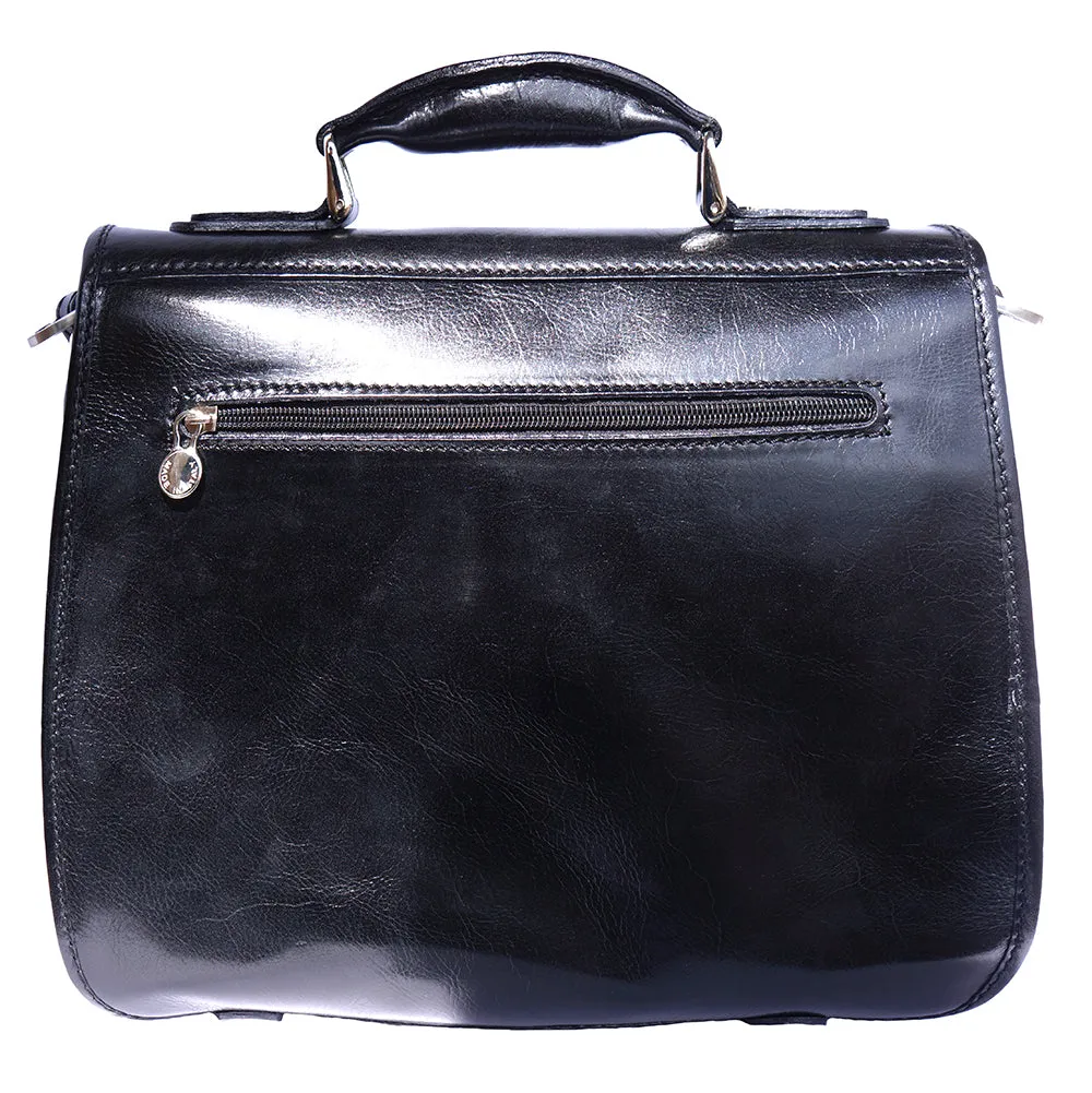 Leather briefcase with two compartments