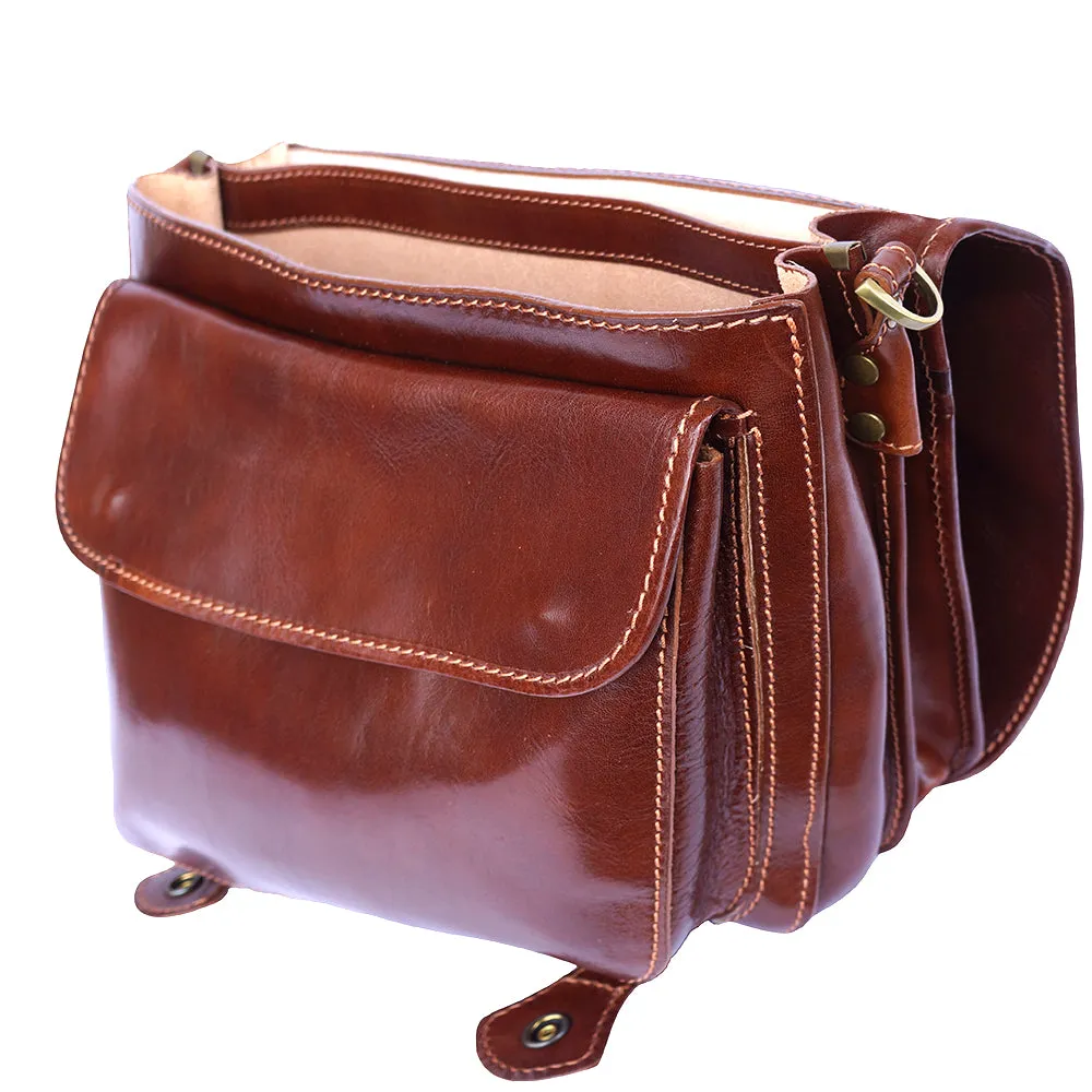 Leather briefcase with two compartments