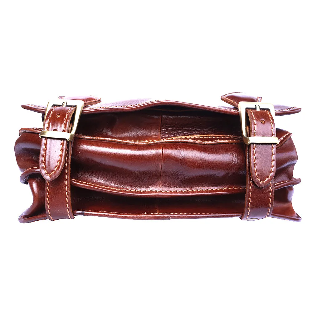 Leather briefcase with two compartments