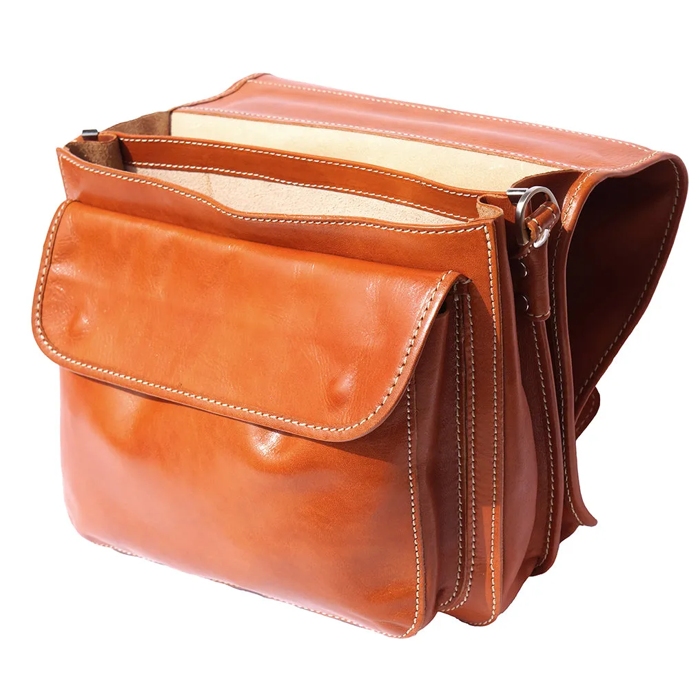 Leather briefcase with two compartments