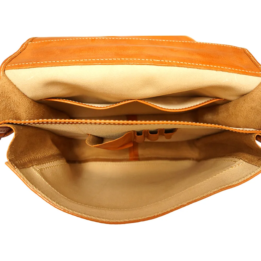Leather briefcase with two compartments