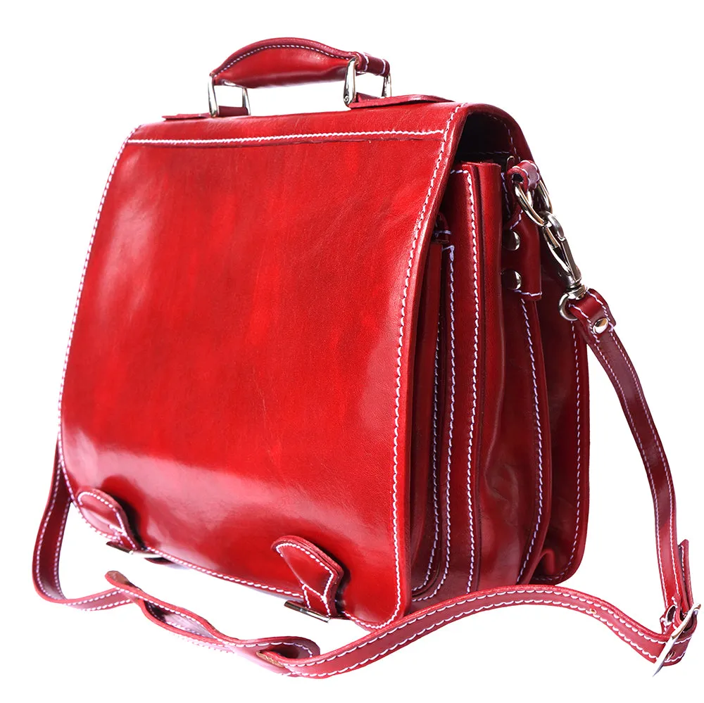 Leather briefcase with two compartments