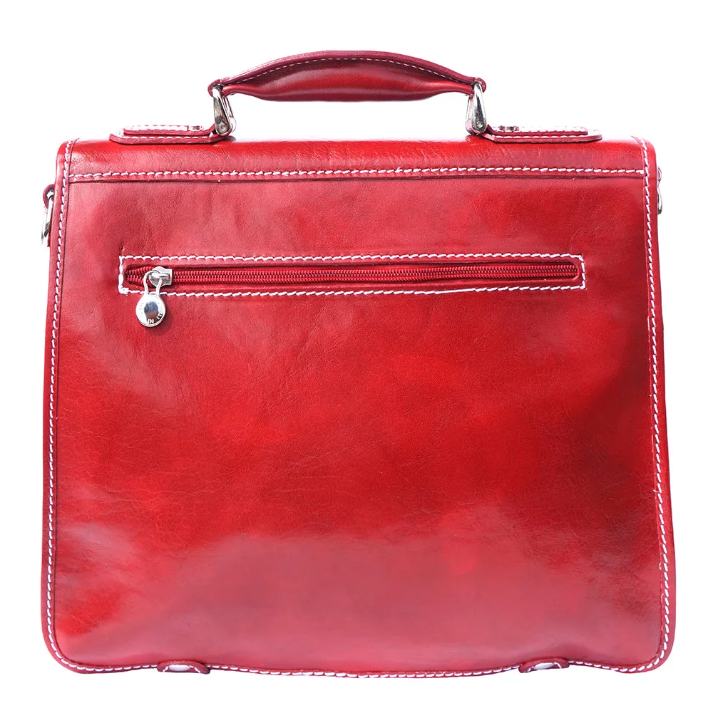 Leather briefcase with two compartments