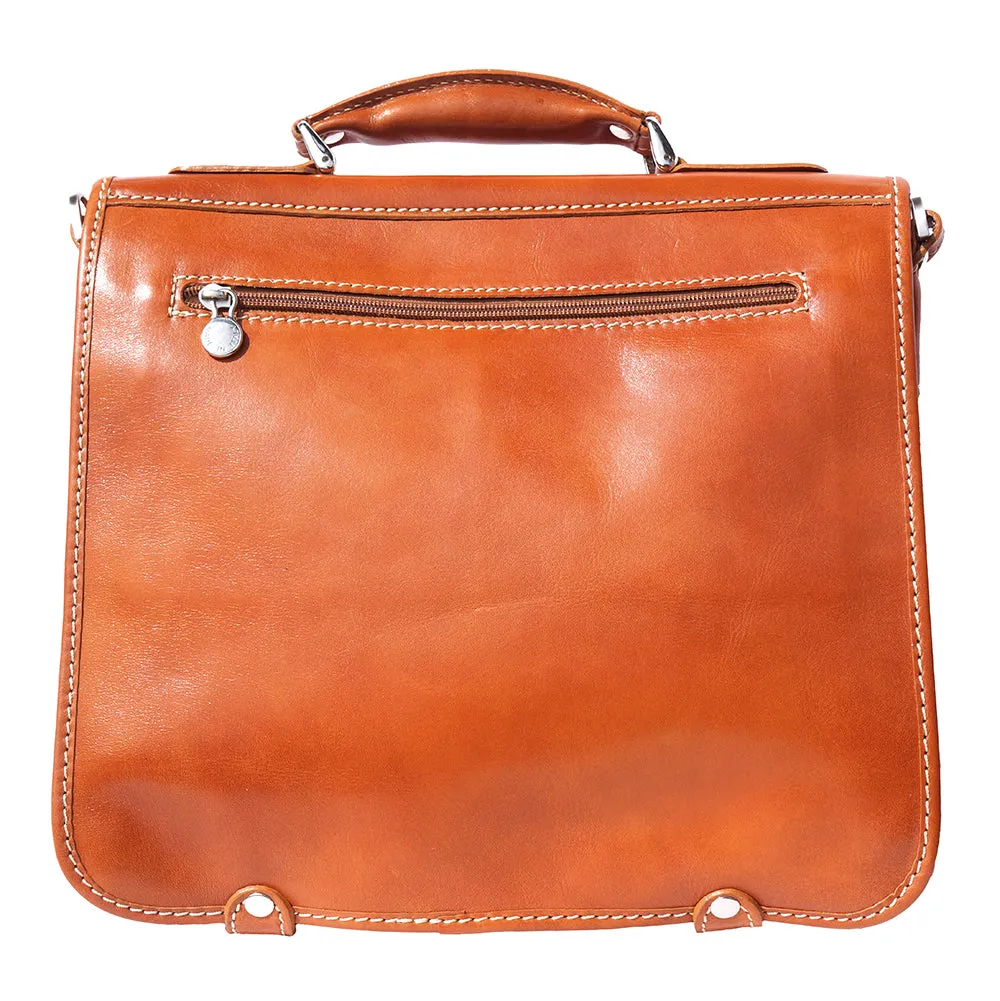 Leather briefcase with two compartments