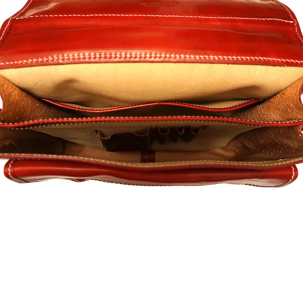 Leather briefcase with two compartments
