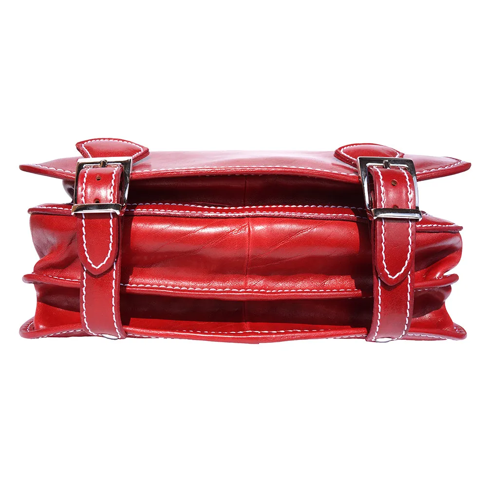 Leather briefcase with two compartments