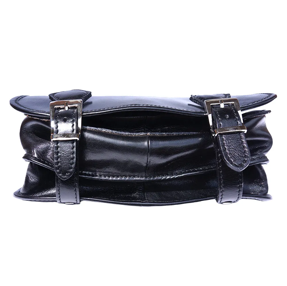 Leather briefcase with two compartments
