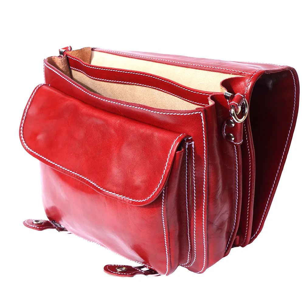 Leather briefcase with two compartments